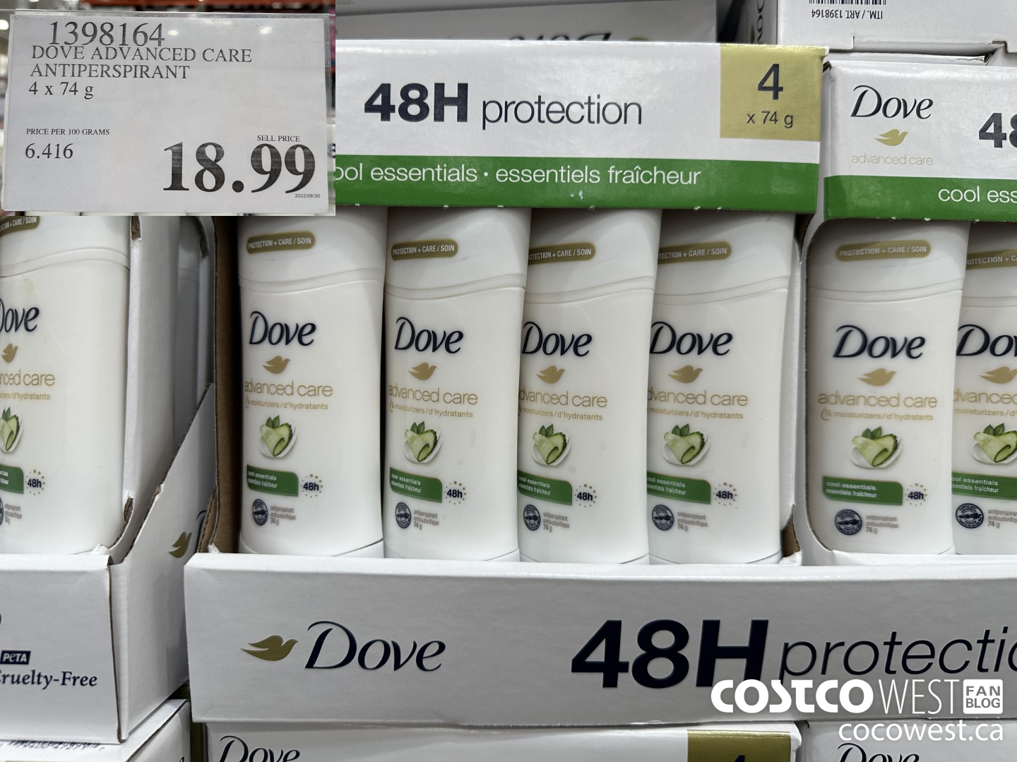 1398164 DOVE ADVANCED CARE ANTIPERSPIRANT 4x74 g $18.99