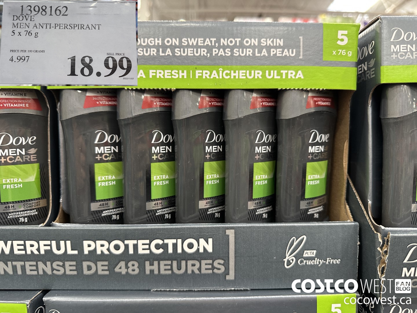 1398162 DOVE MEN ANTI-PERSPIRANT 5 X 76G $18.99