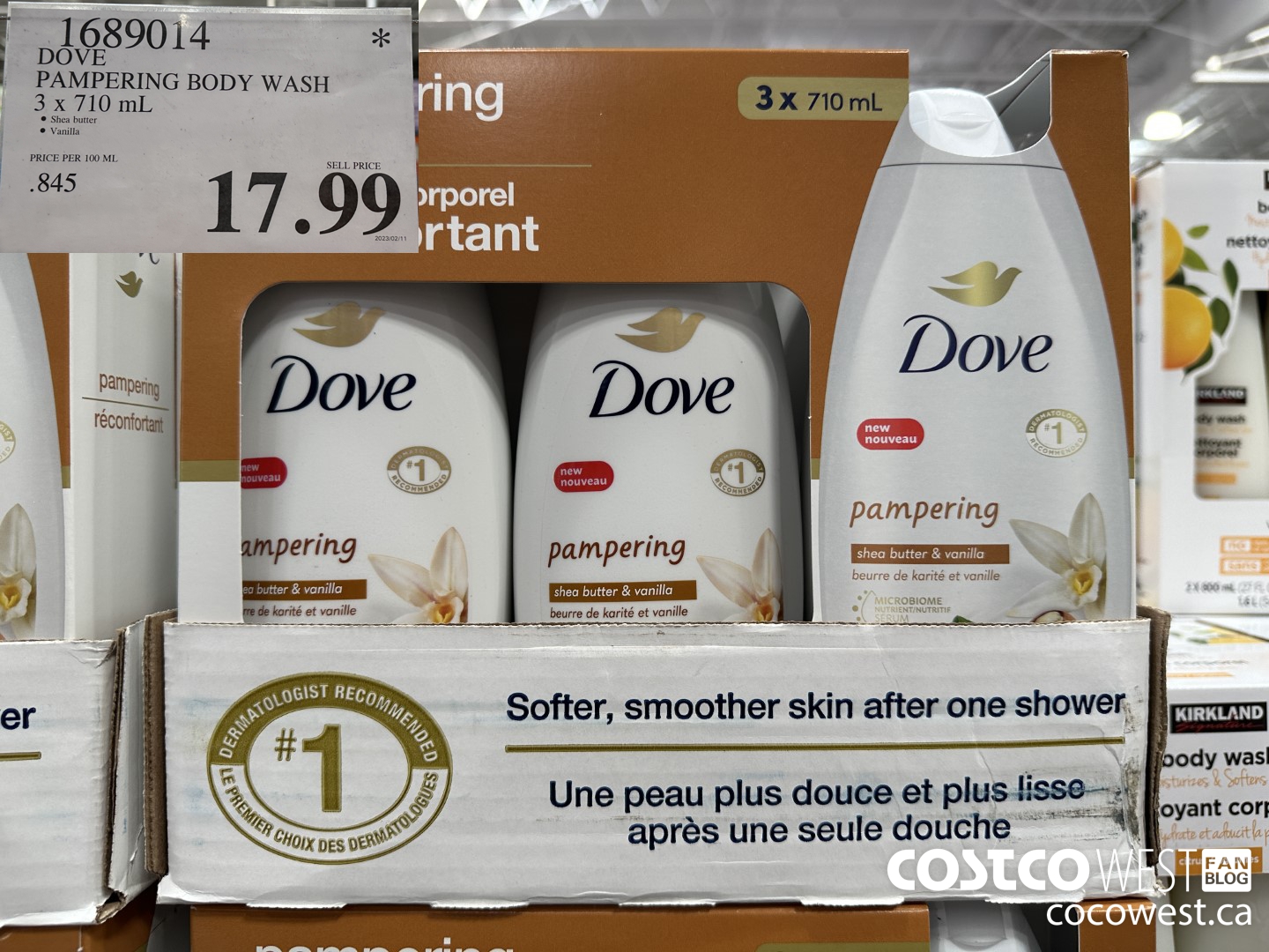 1689014 DOVE PAMPERING BODY WASH 3 X 710 ML $17.99