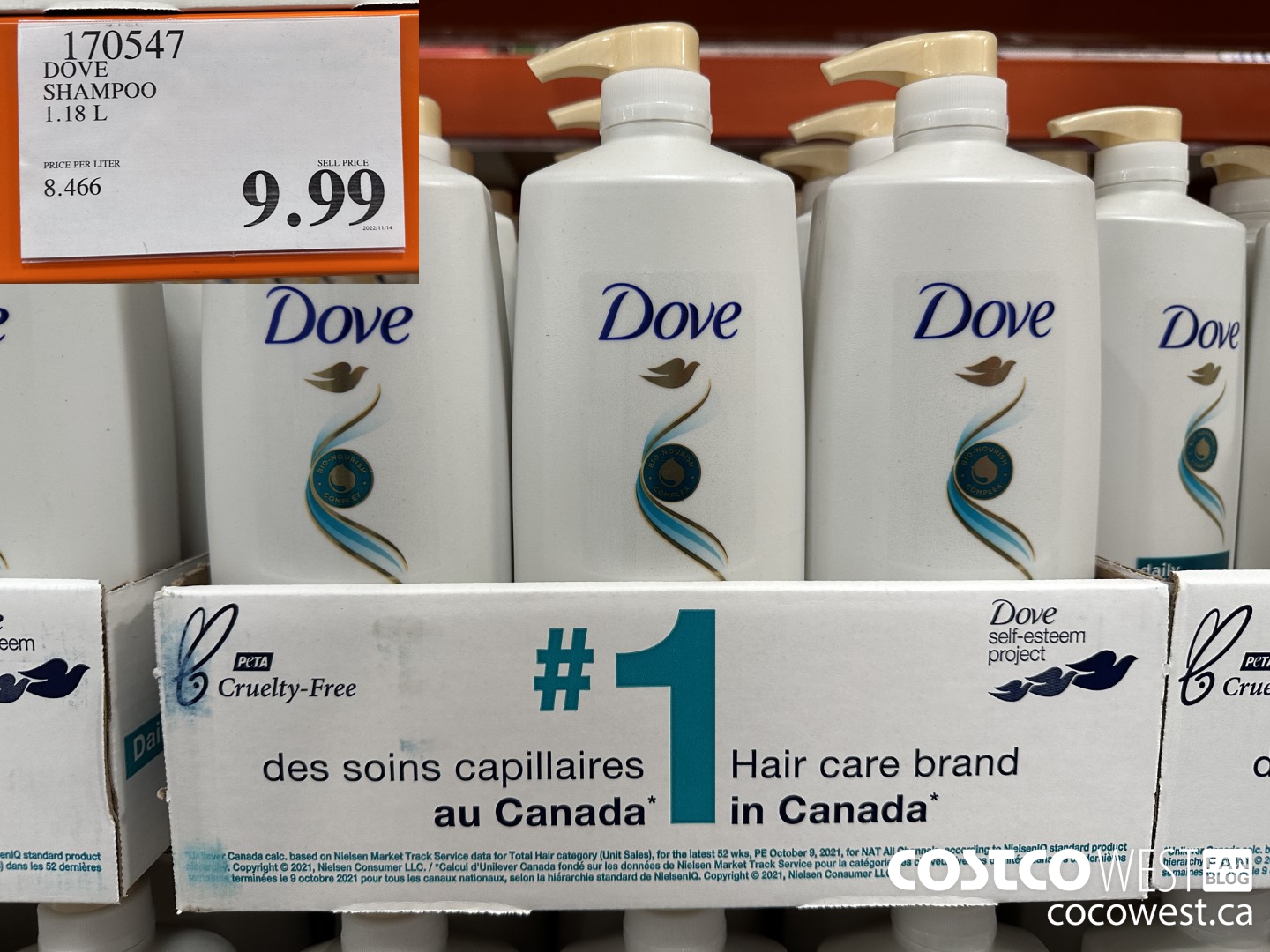 170547 DOVE SHAMPOO 1.18 L  $9.99