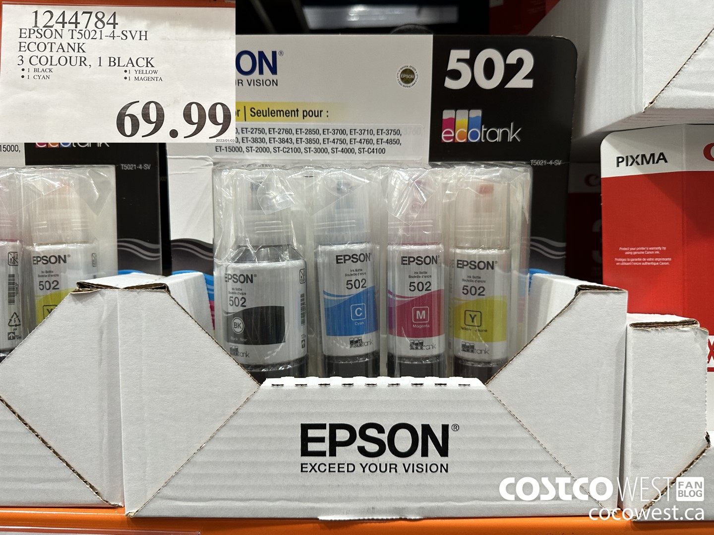 1244784 EPSON T5021-4-SVH ECOTANK 3 COLOUR, 1 BLACK $69.99