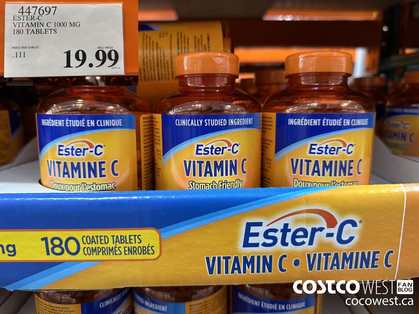 447697 ESTER-C VITAMIN C 1000 MG 180 TABLETS $19.99
