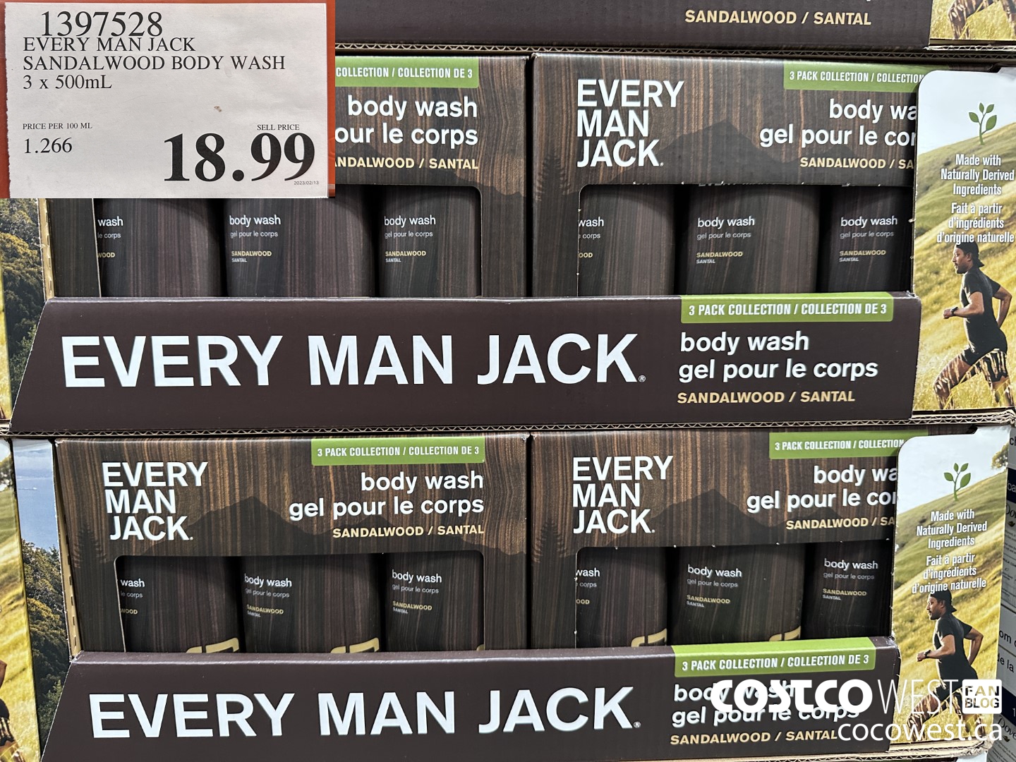 1397528 EVERY MAN JACK SANDALWOOD BODY WASH 3 X 500ML $18.99