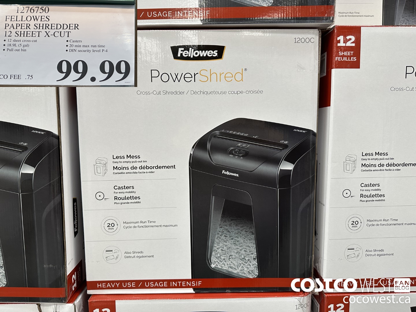 1276750 FELLOWES PAPER SHREDDER 12 SHEET X-CUT $99.99