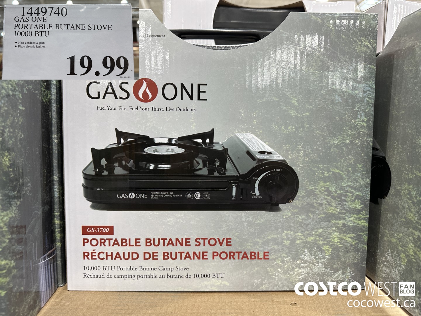 1449740 GAS ONE PORTABLE BUTANE STOVE 10000 BTU $19.99