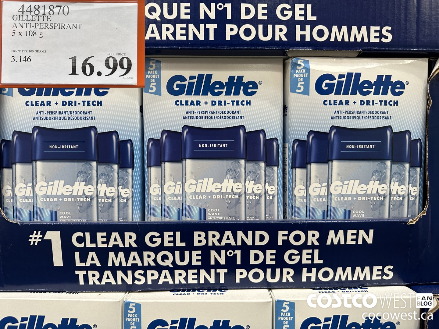 4481870 GILLETTE ANTI-PERSPIRANT 5 x 108 g $16.99