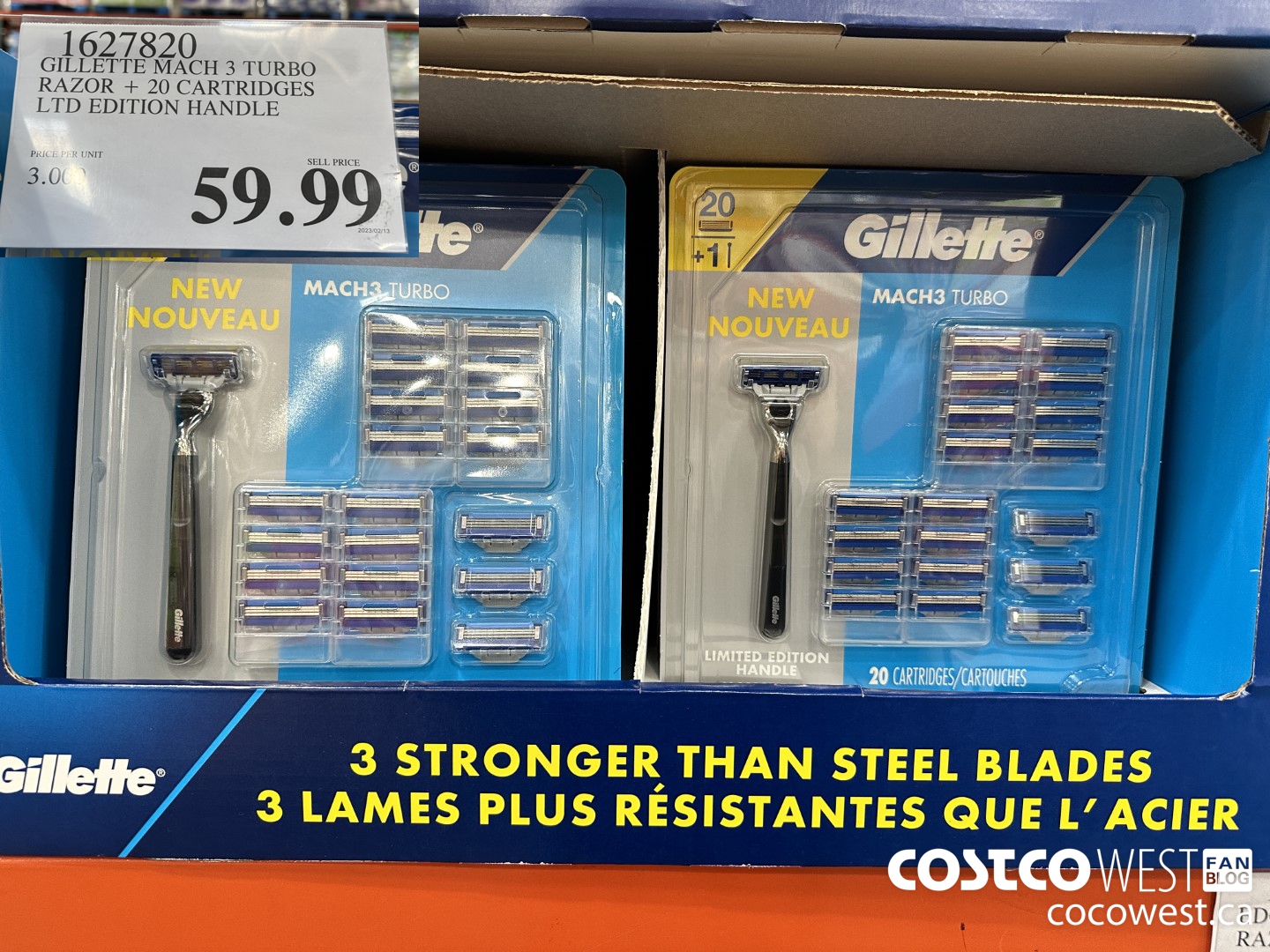 1627820 GILLETTE MACH 3 TURBO RAZOR + 20 CARTRIDGES LTD EDITION HANDLE $59.99
