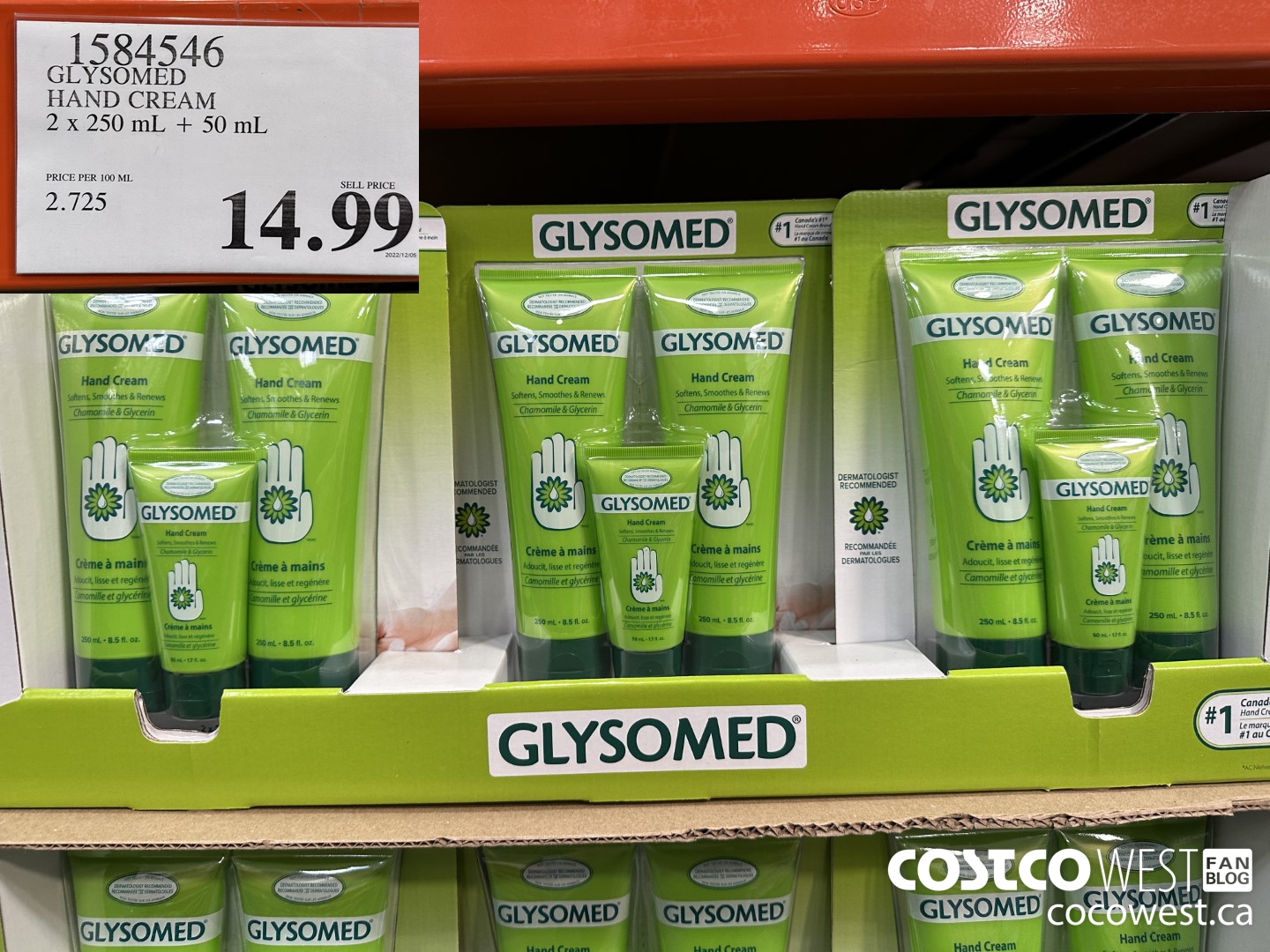 1584546 GLYSOMED HAND CREAM 2 x 250 mL + 50 mL  $14.99