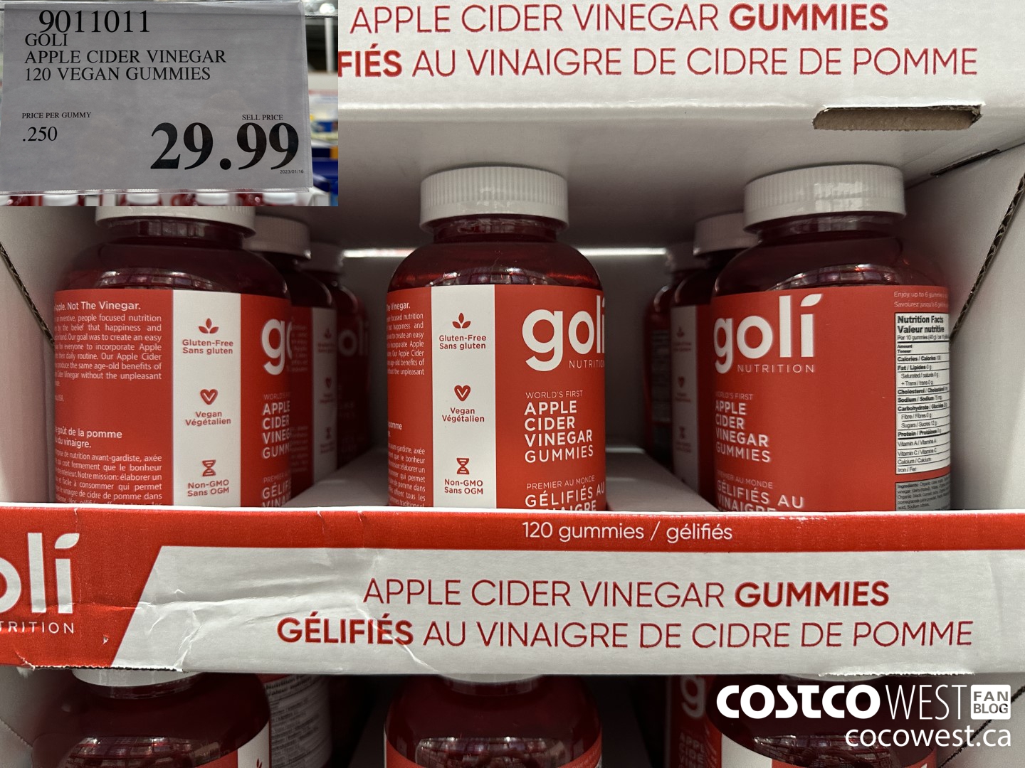 9011011 GOLI APPLE CIDER VINEGAR 120 VEGAN GUMMIES $29.99