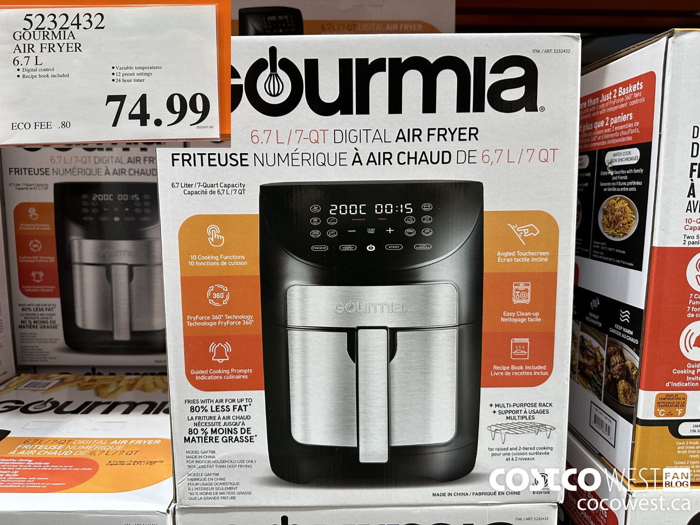 5232432 GOURMIA AIR FRYER 6.7 L $74.99