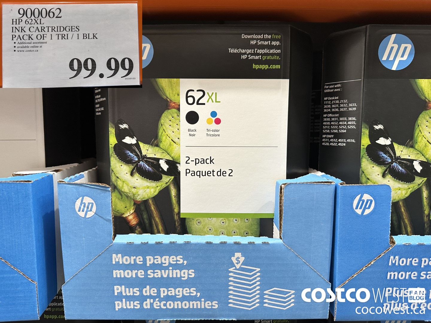 900062 HP 62XL INK CARTRIDGES PACK OF 1TRI / 1 BLK $99.99