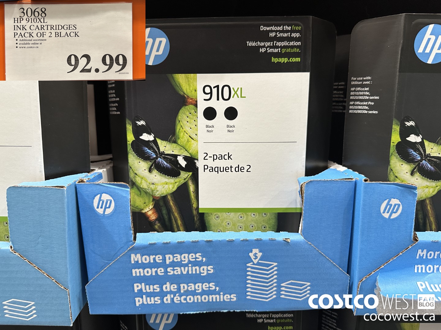 3068 HP 910XL INK CARTRIDGES PACK OF 2 BLACK $92.99