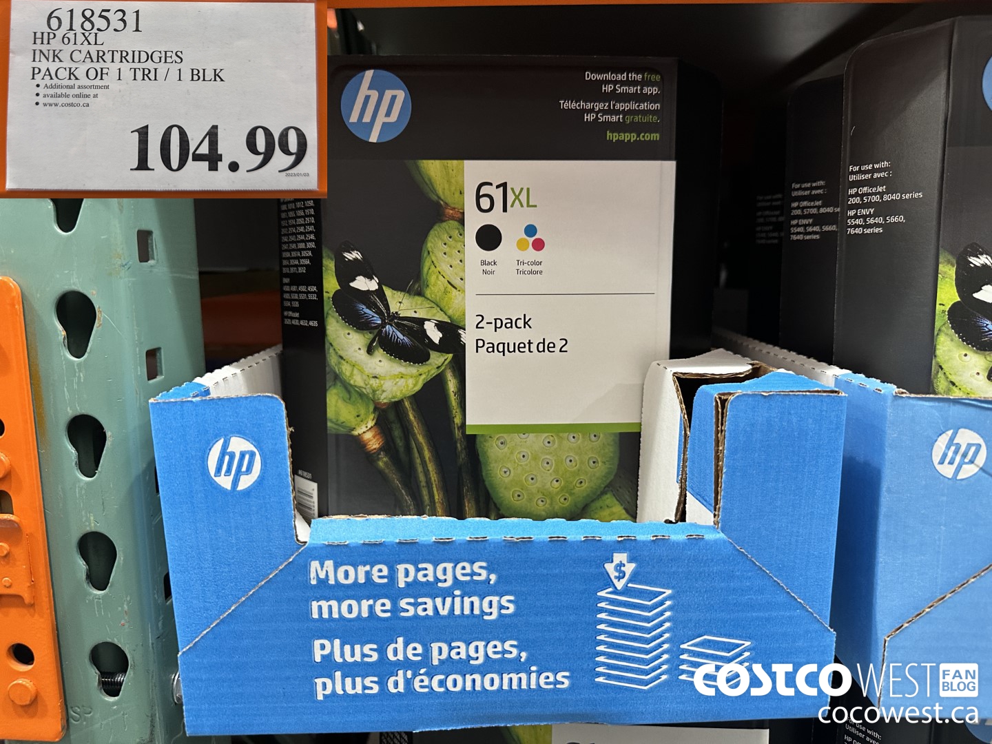618531 HP INK CARTRIDGES 61XL BLACK + 61XL TRI COLOUR $104.99