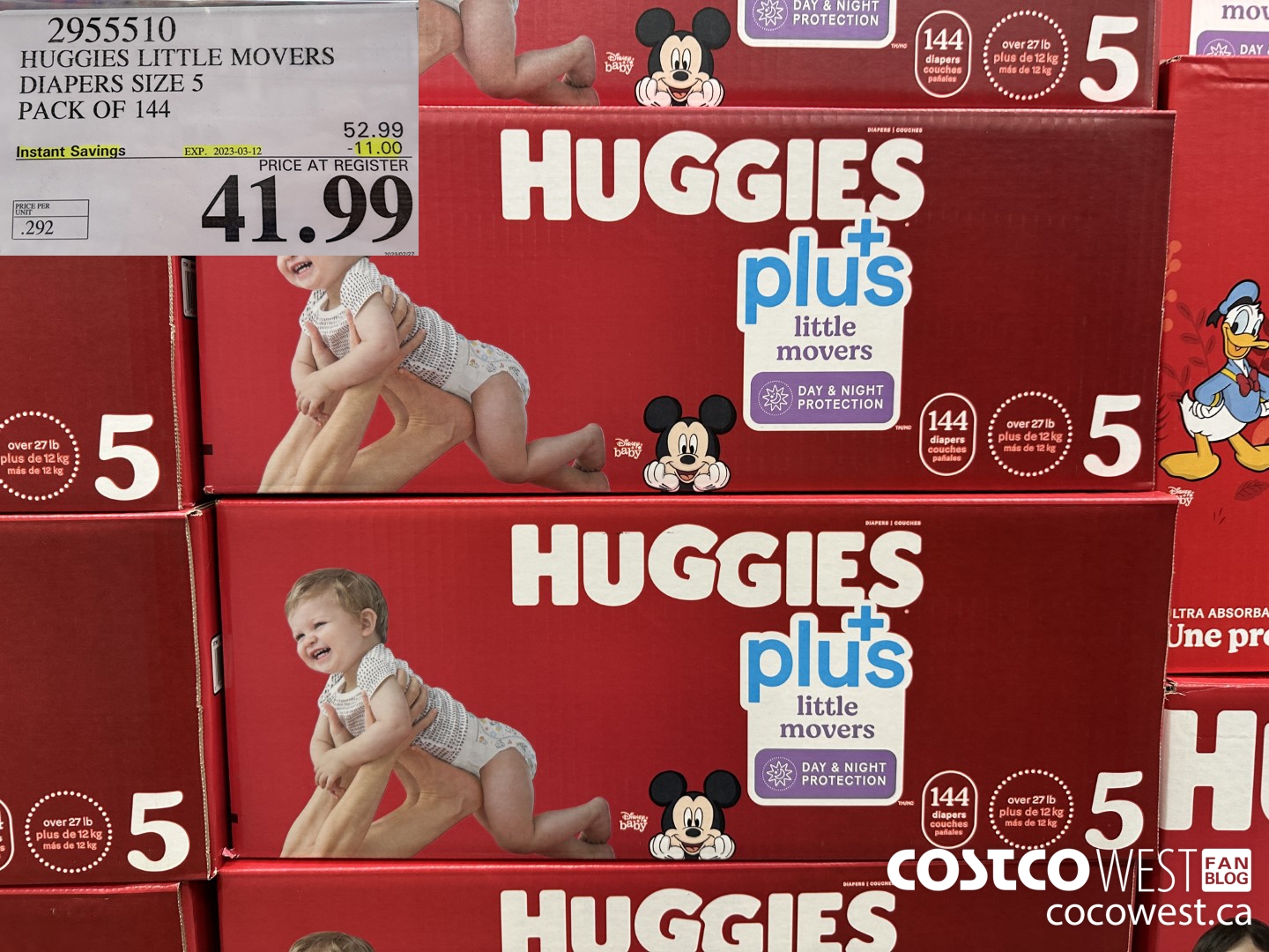 2955510 HUGGIES LITTLE MOVERS DIAPERS SIZE 5 PACK OF 144  ($11.00 INSTANT SAVINGS EXPIRES ON 2023-03-12) $41.99