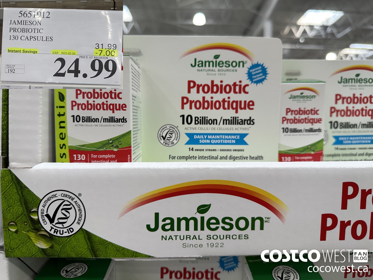 5651912 JAMIESON PROBIOTIC 130 CAPSULES ($7.00 INSTANT SAVINGS EXPIRES ON 2023-02-26) $24.99
