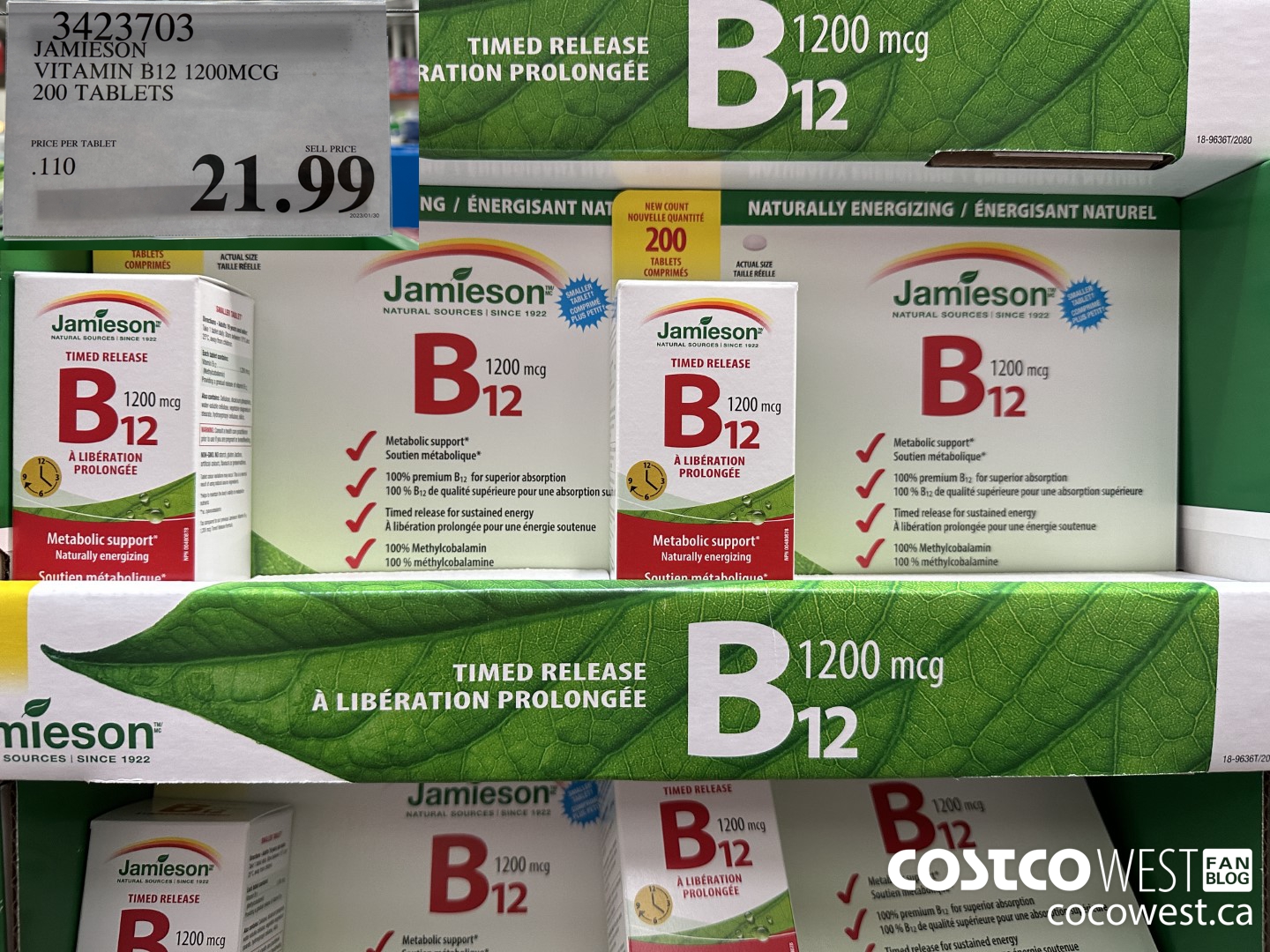 3423703 JAMIESON VITAMIN B12 1200MCG 200 TABLETS $21.99