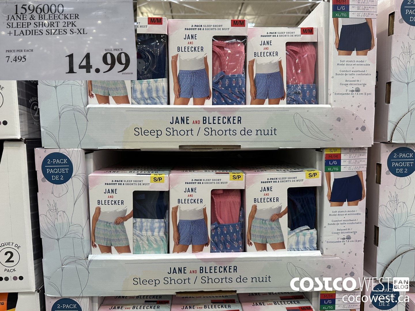1596000 JANE & BLEECKER SLEEF SHORT 2PK LADIES SIZES S - XL $14.99