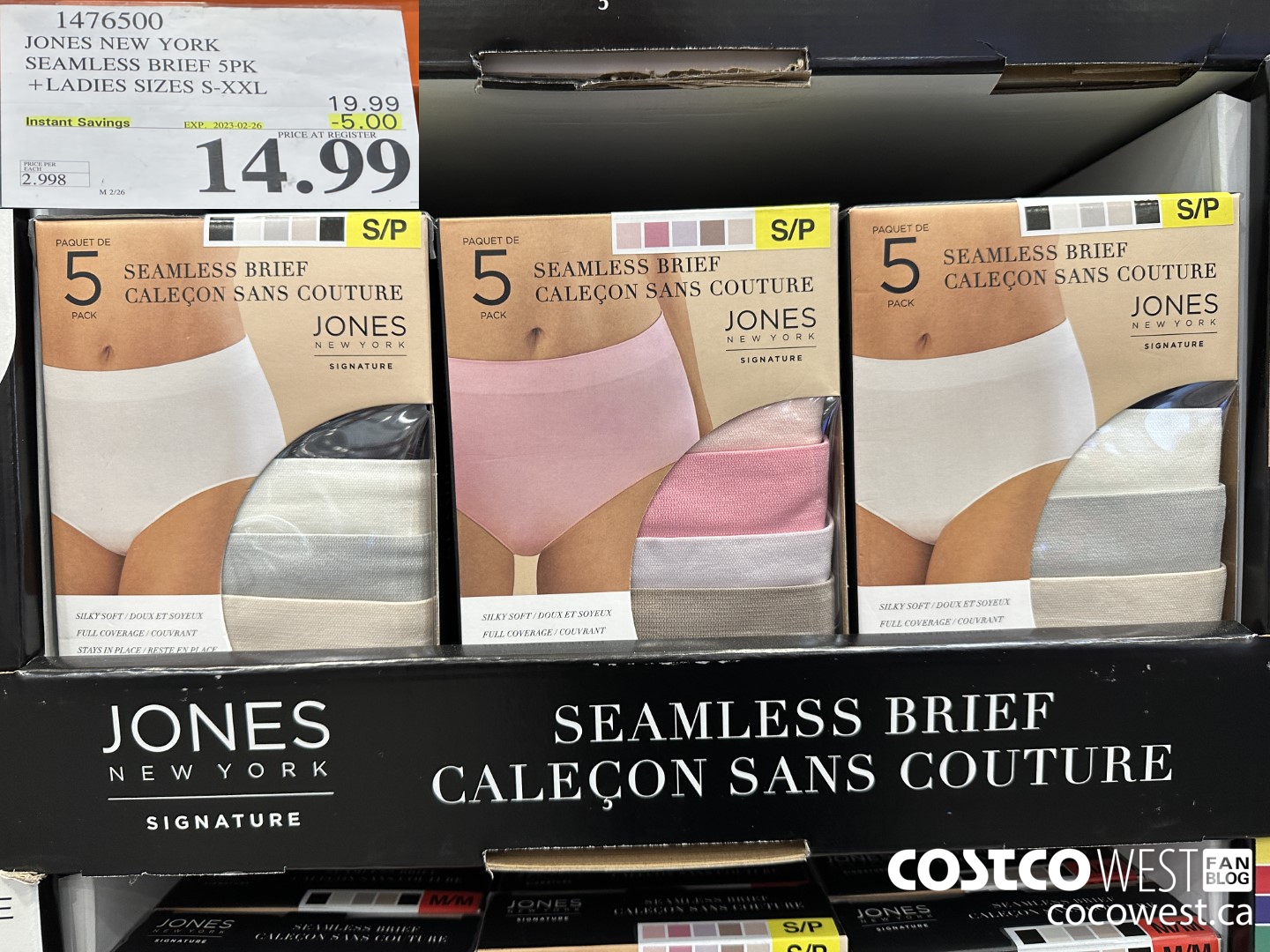 JONES NEW YORK SEAMLESS BRIEF 5PK LADIES SIZES M-XL at Costco 91