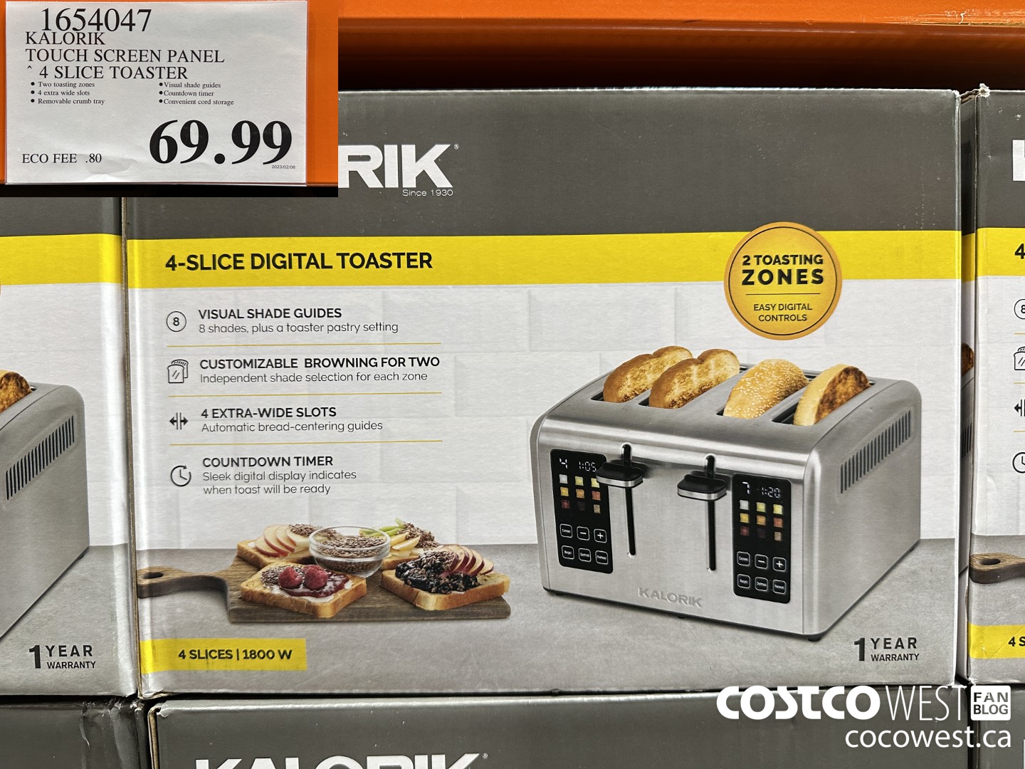 1654047 KALORIK TOUCH SCREEN PANEL 4 SLICE TOASTER $69.99