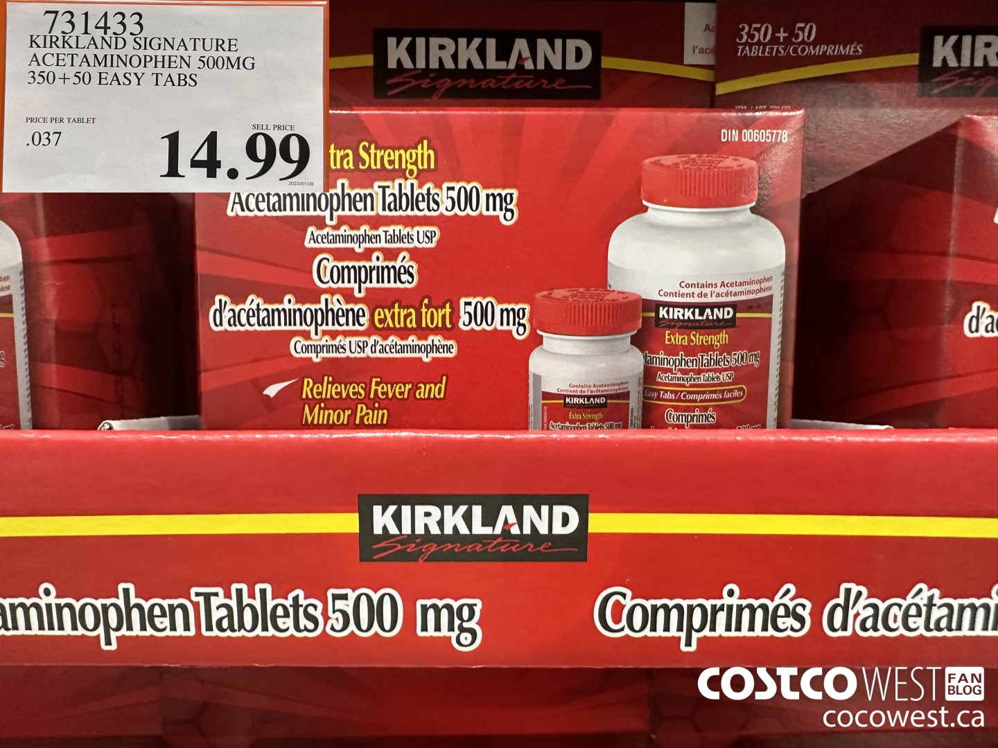 731433 KIRKLAND SIGNATURE ACETAMINOPHEN 500MG 350 + 50 EASY TABLETS $14.99