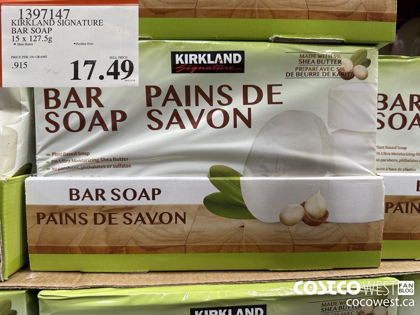 1397147 KIRKLAND SIGNATURE BAR SOAP 15 x 127.5g $17.49