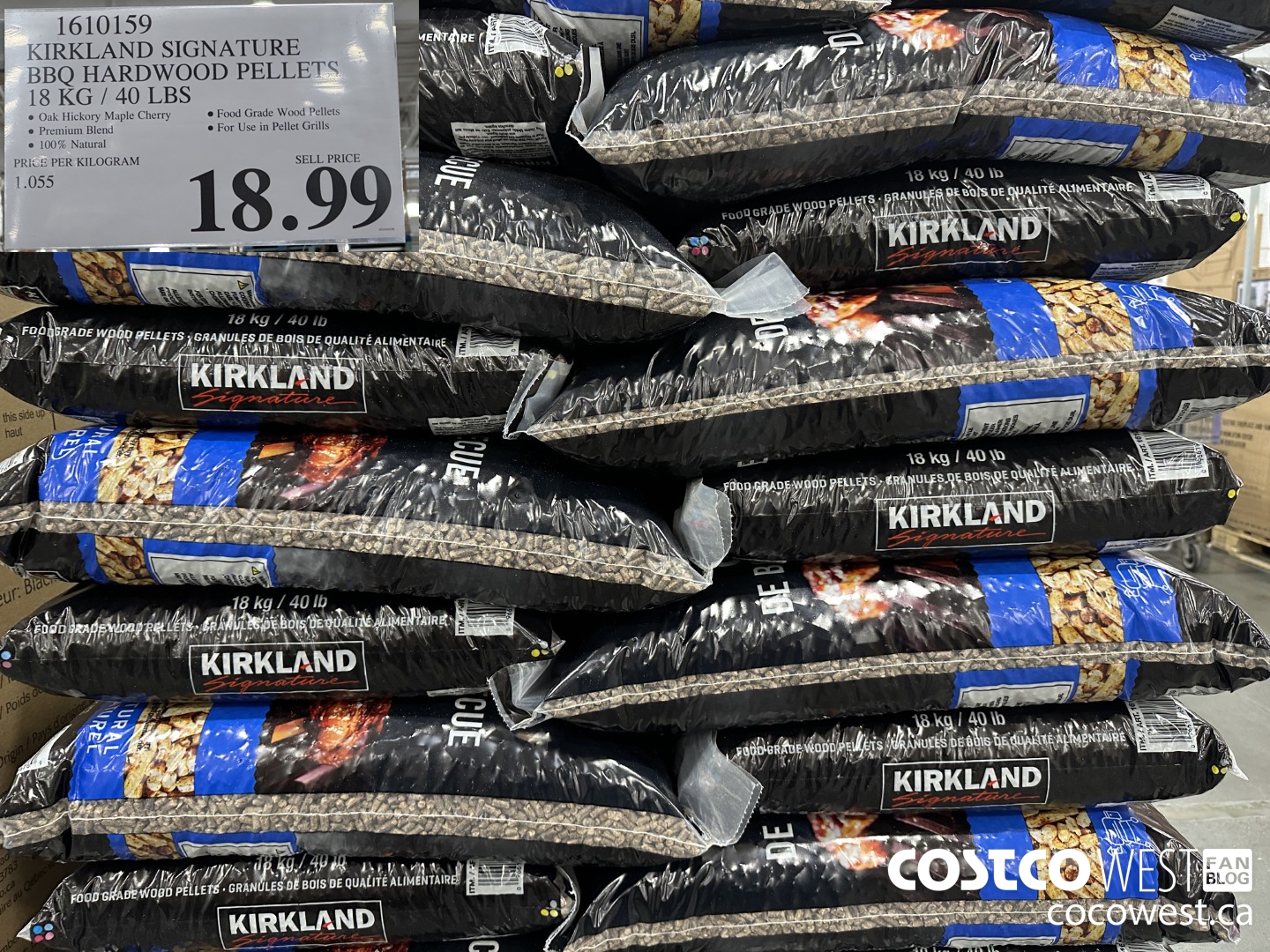 1610159 KIRKLAND SIGNATURE BBQ HARDWOOD PELLETS 18 KG / 40 LBS $18.99