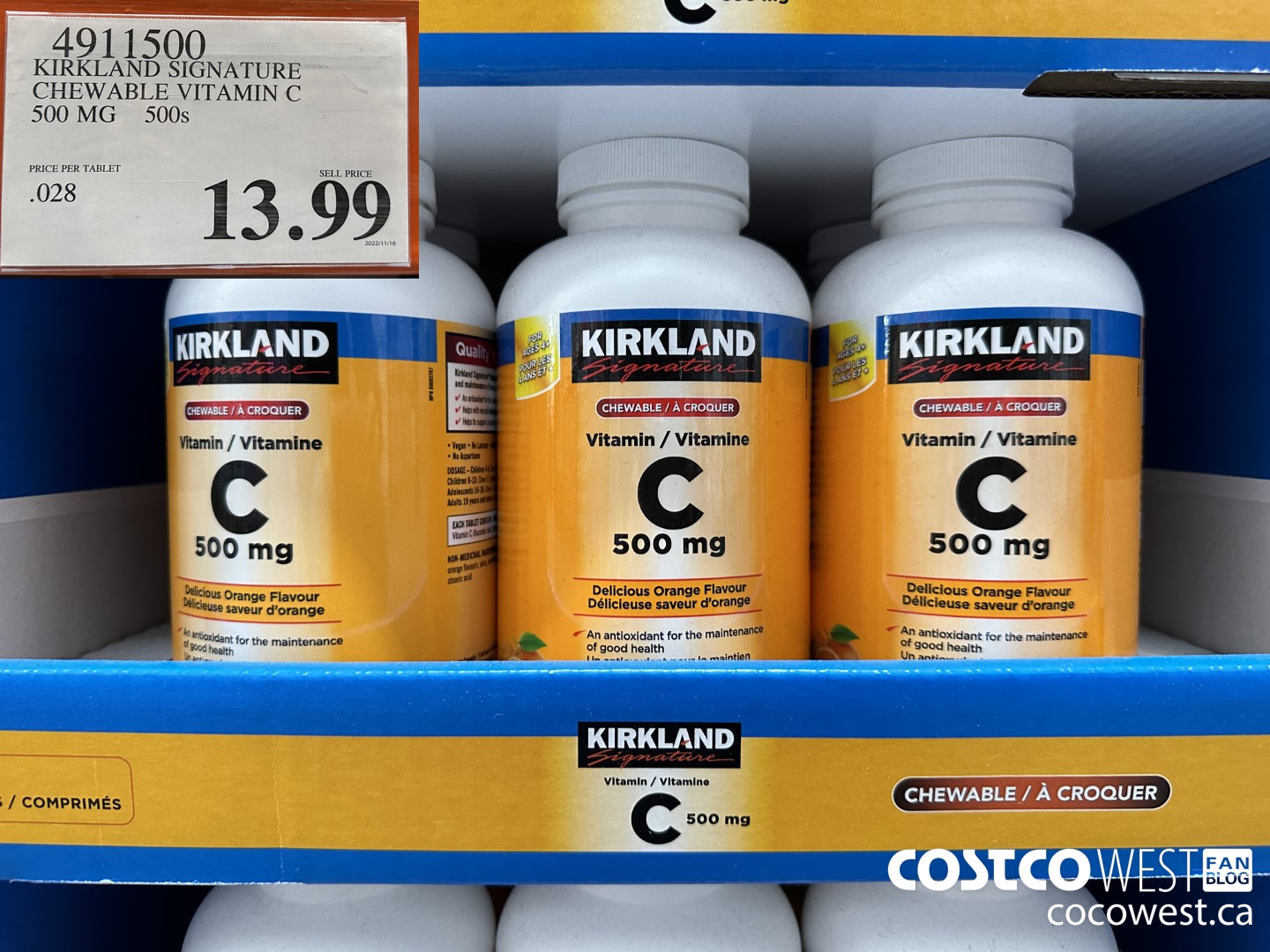 4911500 KIRKLAND SIGNATURE CHEWABLE VITAMIN C 500 MG 500s $13.99
