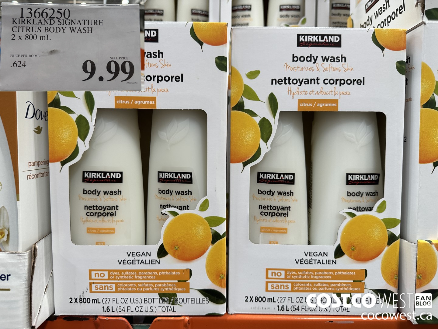 1366250 KIRKLAND SIGNATURE CITRUS BODY WASH 2 X 800 ML $9.99