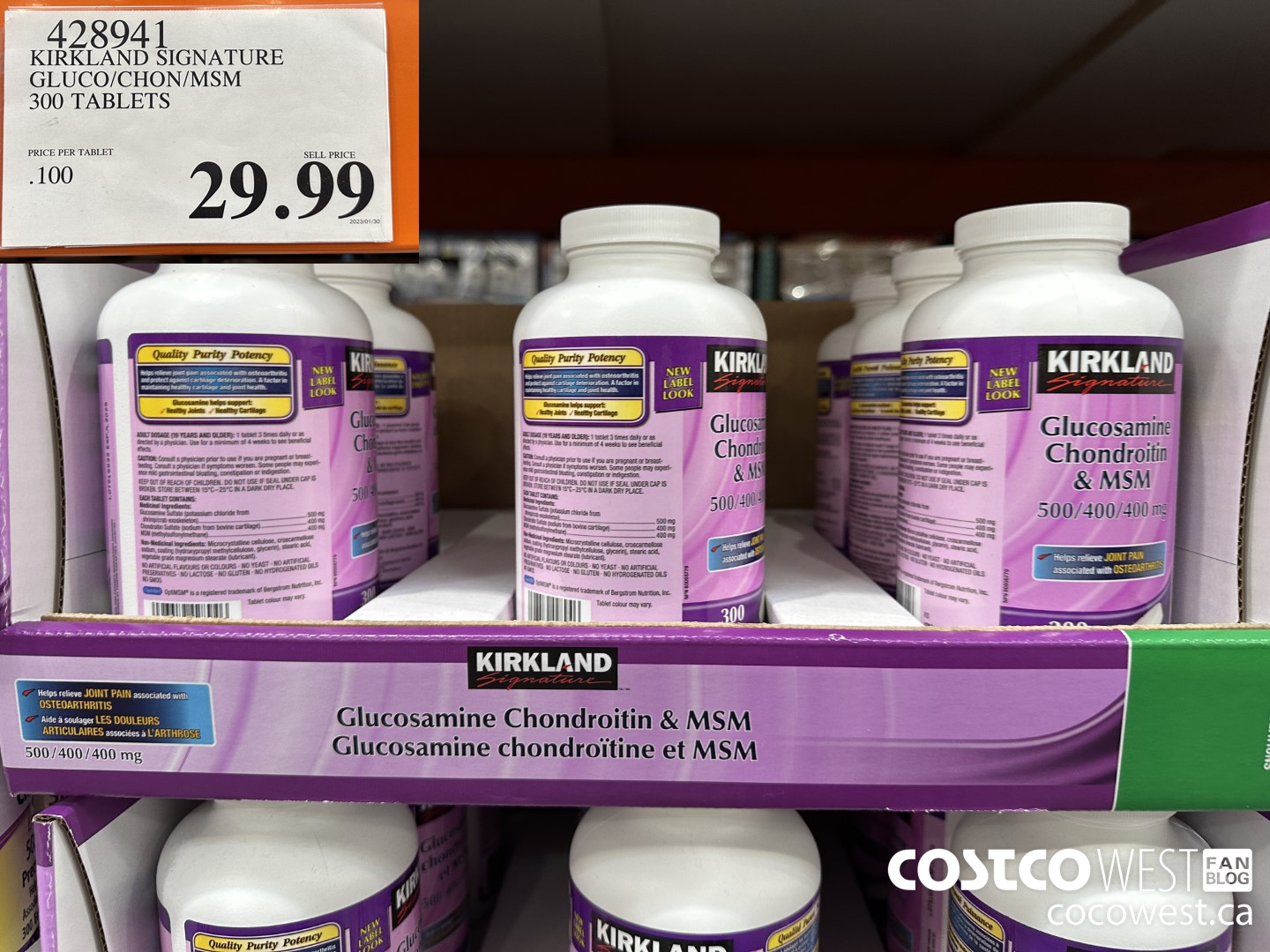 428941 KIRKLAND SIGNATURE GLUCO/CHON/MSM 300 TABLETS $29.99