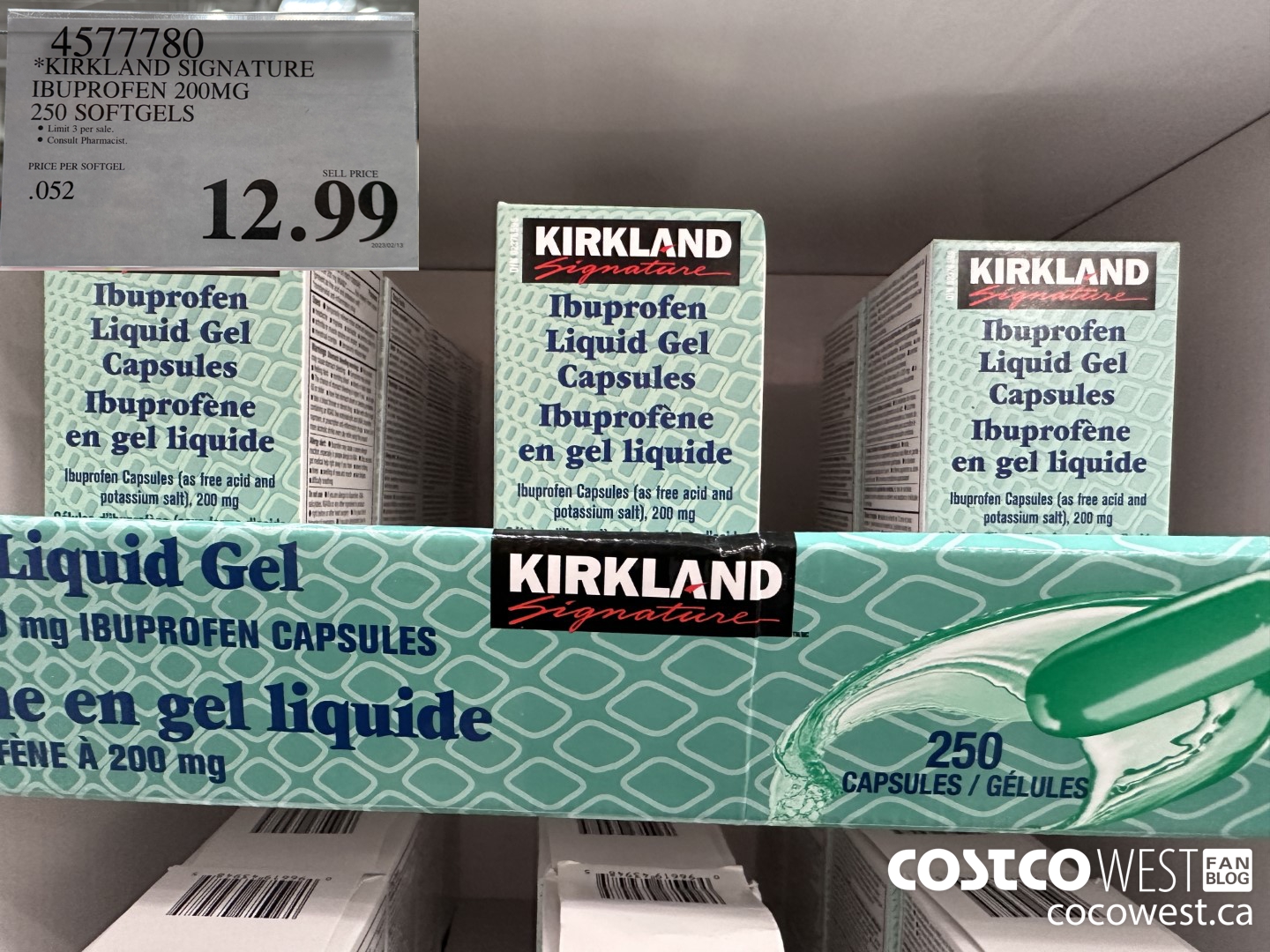 4577780 KIRKLAND SIGNATURE IBUPROFEN 200MG 250 SOFTGELS $12.99