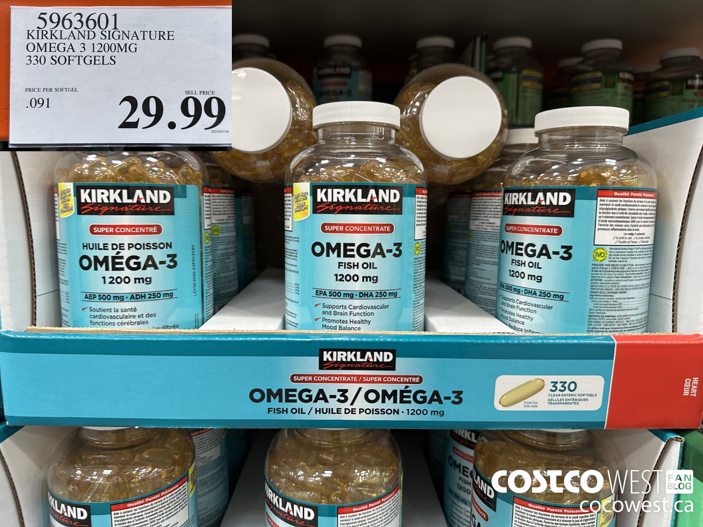 5963601 KIRKLAND SIGNATURE OMEGA 3 1200MG 330 SOFTGELS $29.99