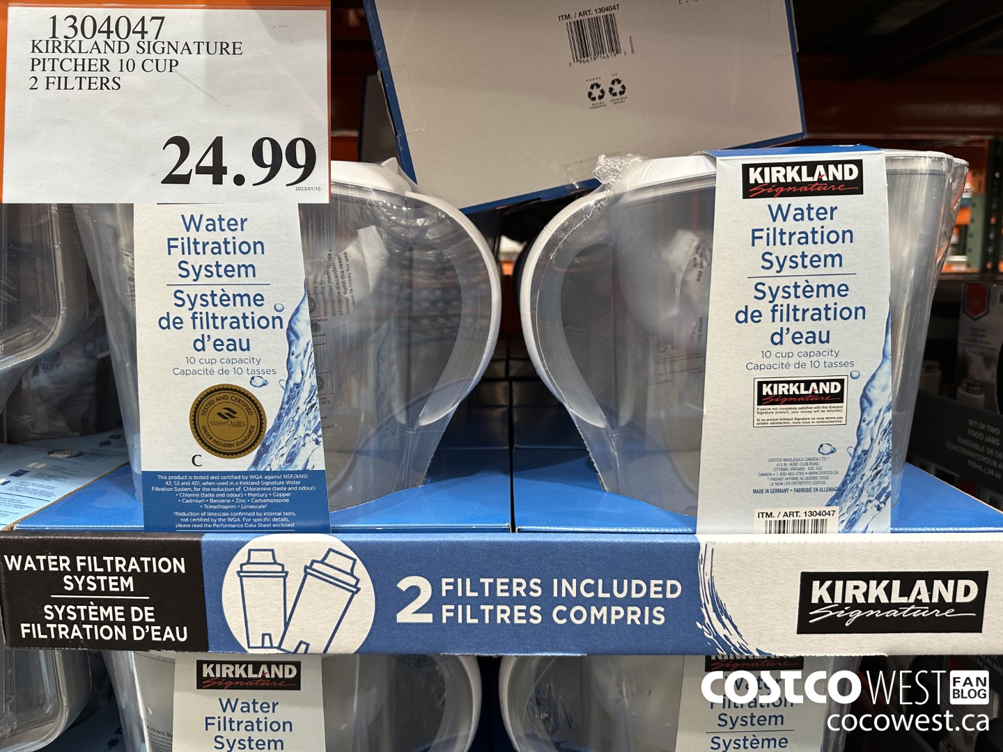 1304047 KIRKLAND SIGNATURE PITCHER 10 CUP 2 FILTERS $24.99
