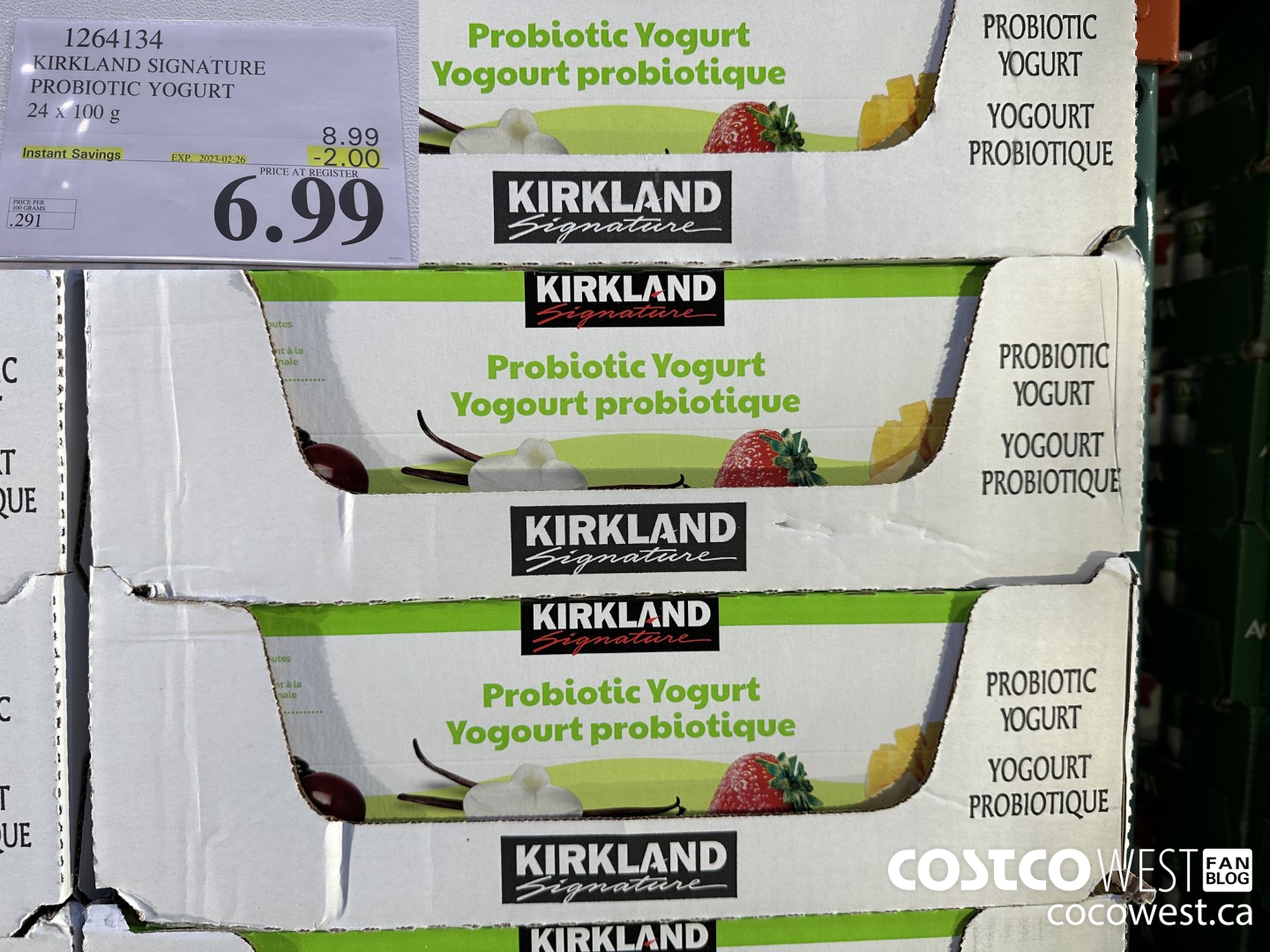 1264134 KIRKLAND SIGNATURE PROBIOTIC YOGURT 24 x 100 g ($2.00 INSTANT SAVINGS EXPIRES ON 2023-02-26) $6.99