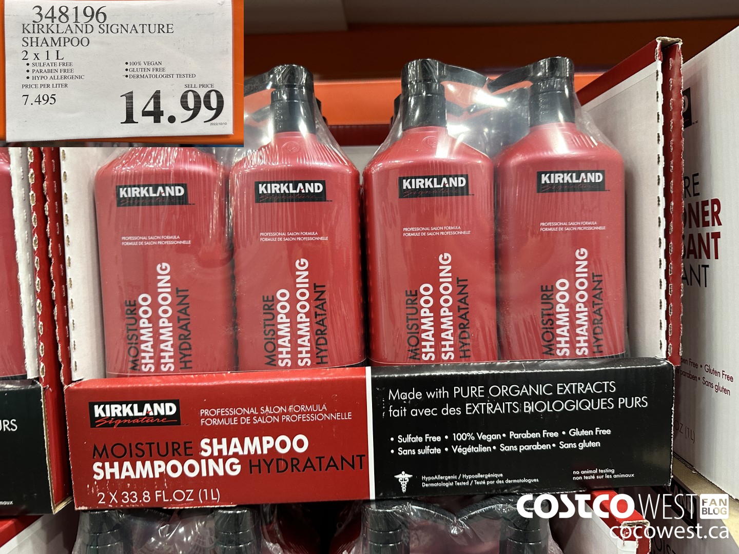 348196 KIRKLAND SIGNATURE SHAMPOO 2 X 1L $14.99