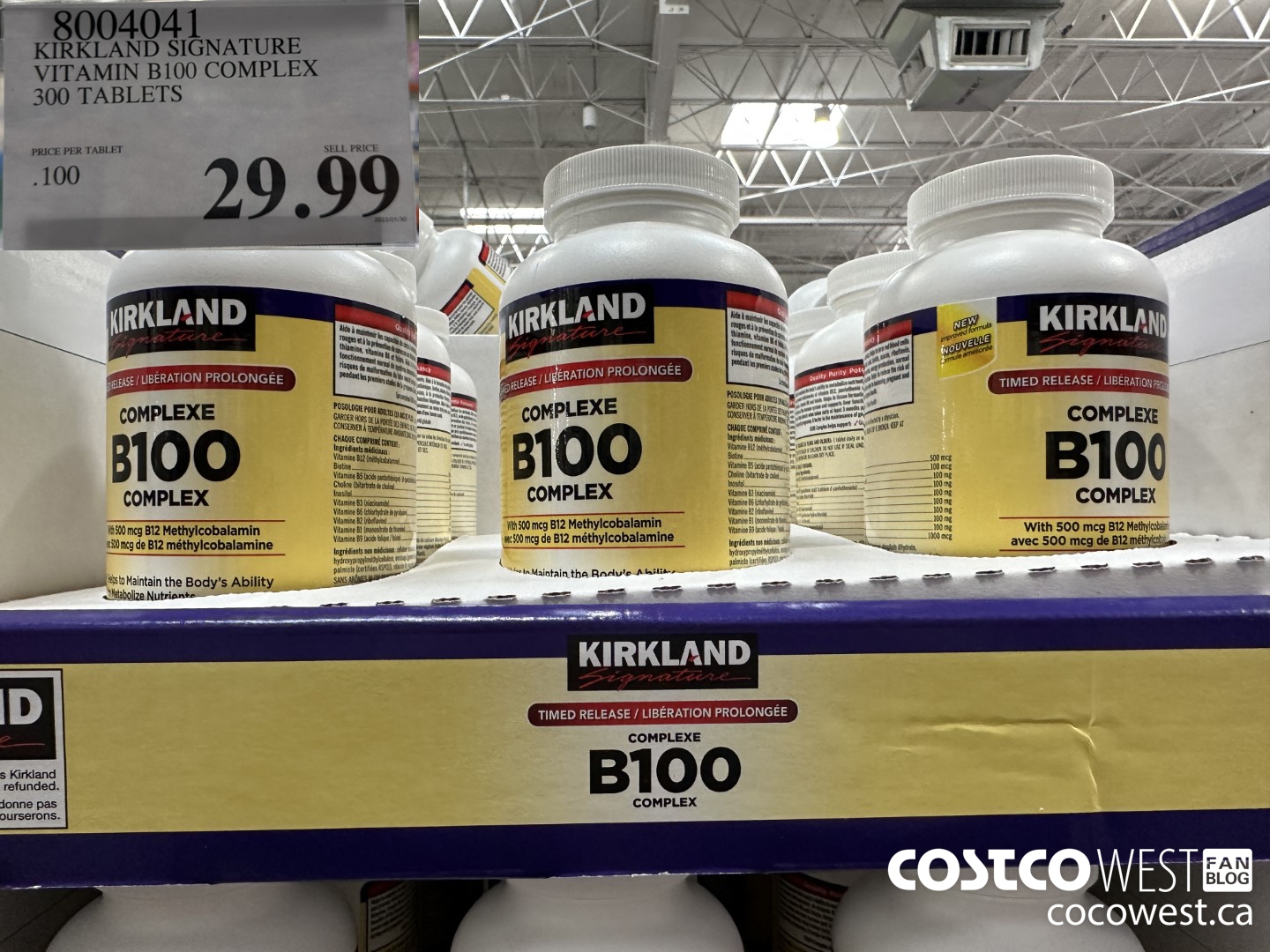 8004041 KIRKLAND SIGNATURE VITAMIN B100 COMPLEX 300 TABLETS $29.99
