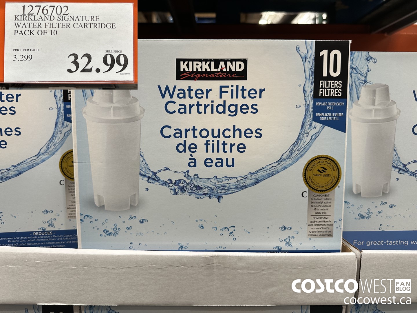 1276702 KIRKLAND SIGNATURE WATER FILTER CARTRIDGE PACK OF 10 $32.99