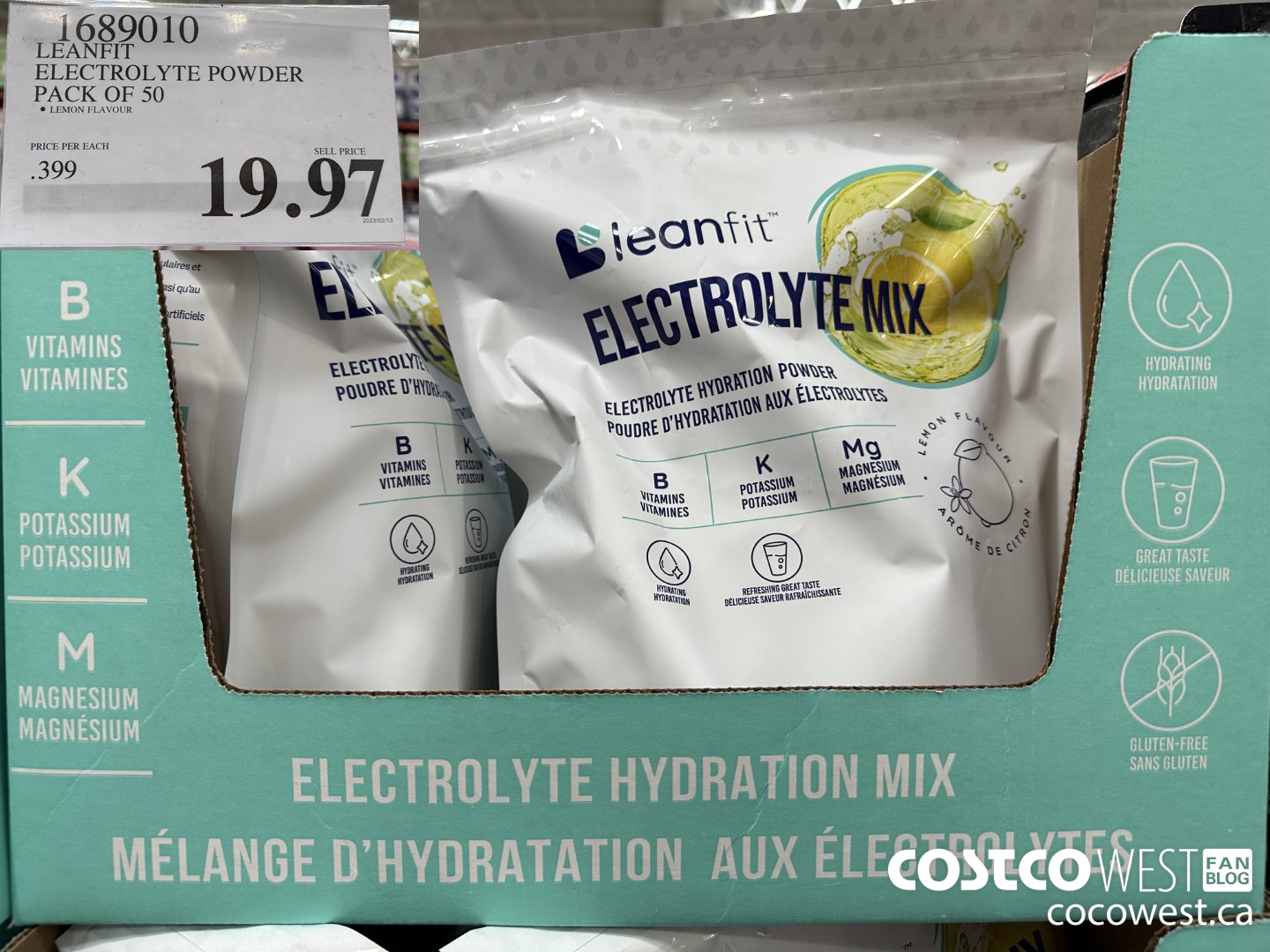 1689010 LEANFIT ELECTROLYTE POWDER PACK OF 50 $19.97