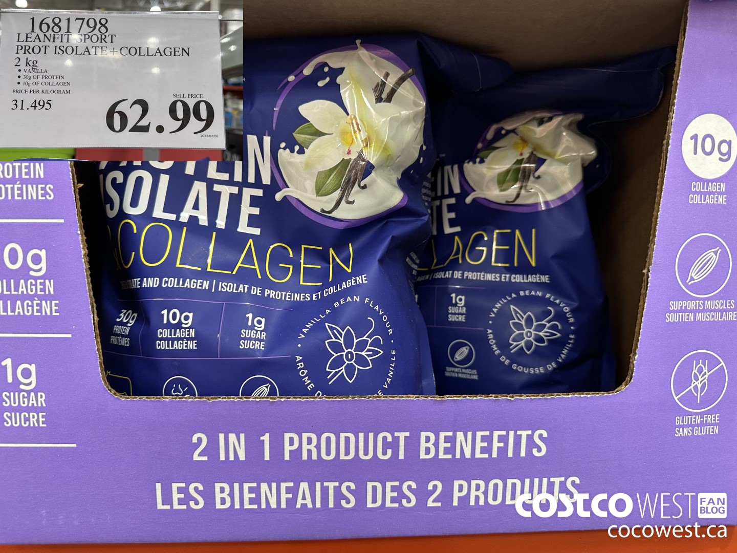 1681798 LEANFIT SPORT PROT ISOLATE + COLLAGEN 2 KG $62.99