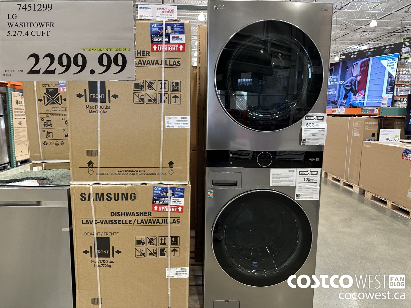 7451299 LG WASHTOWER 5.2/7.4 CUFT (EXPIRES ON 2023-03-15) $2299.99