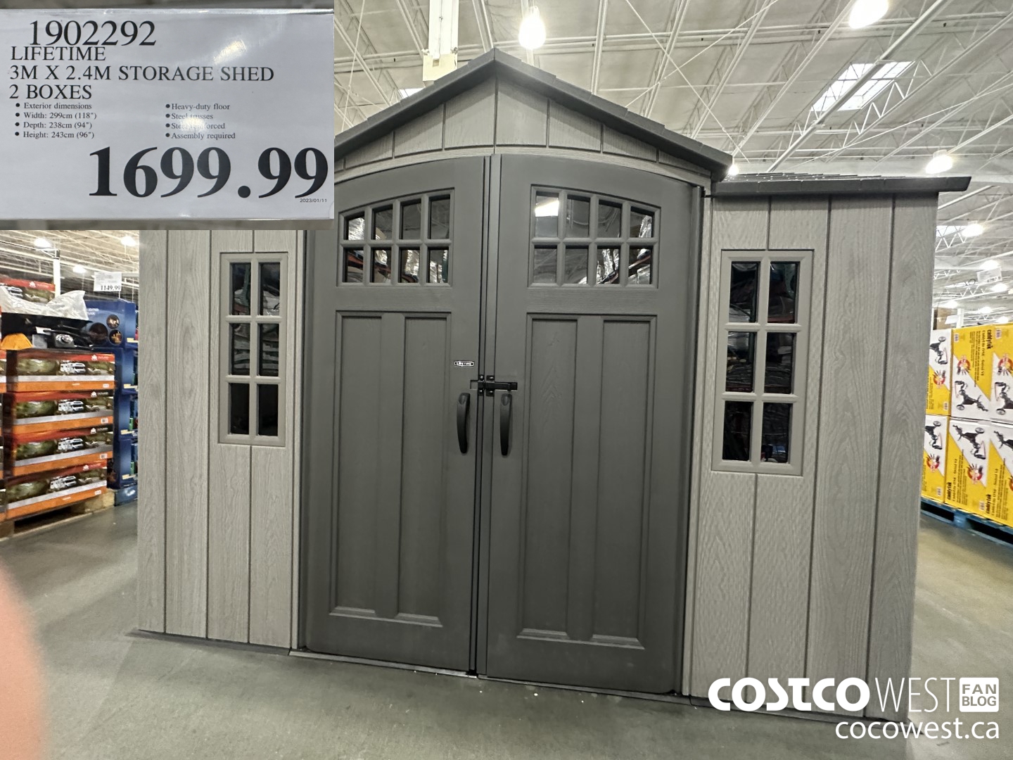 1902292 LIFETIME STORAGE 3M X 2.4M STORAGE SHED 2 BOXES $1699.99