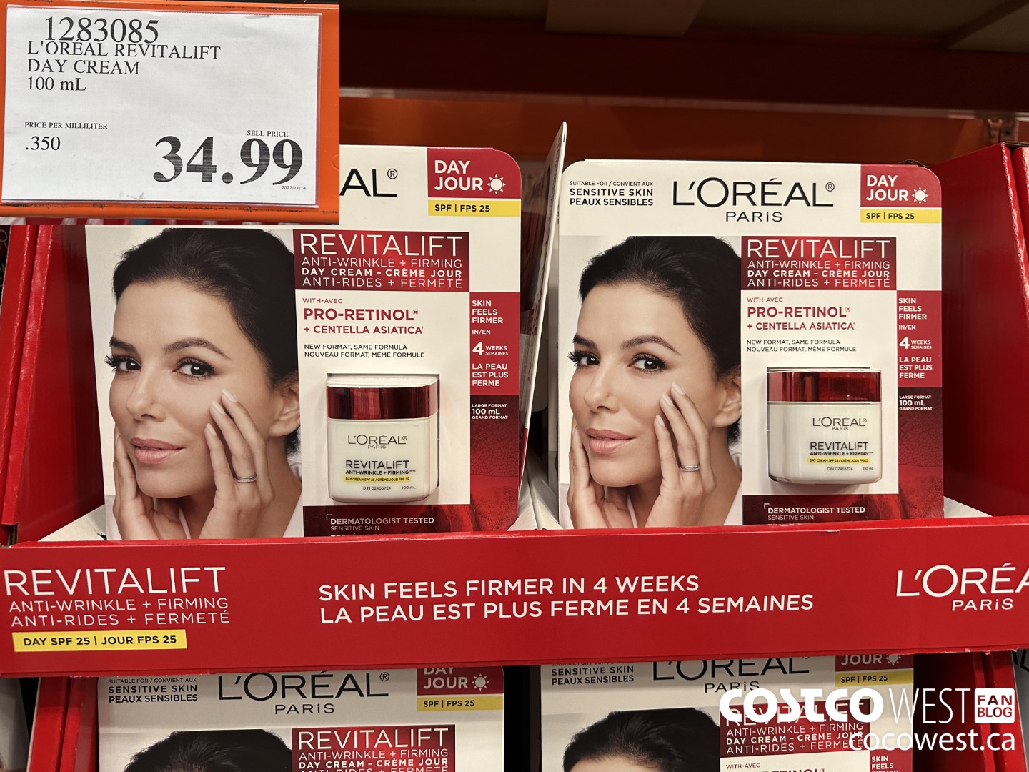 1283085 L'OREAL REVITALIFT DAY CREAM 100 mL $34.99