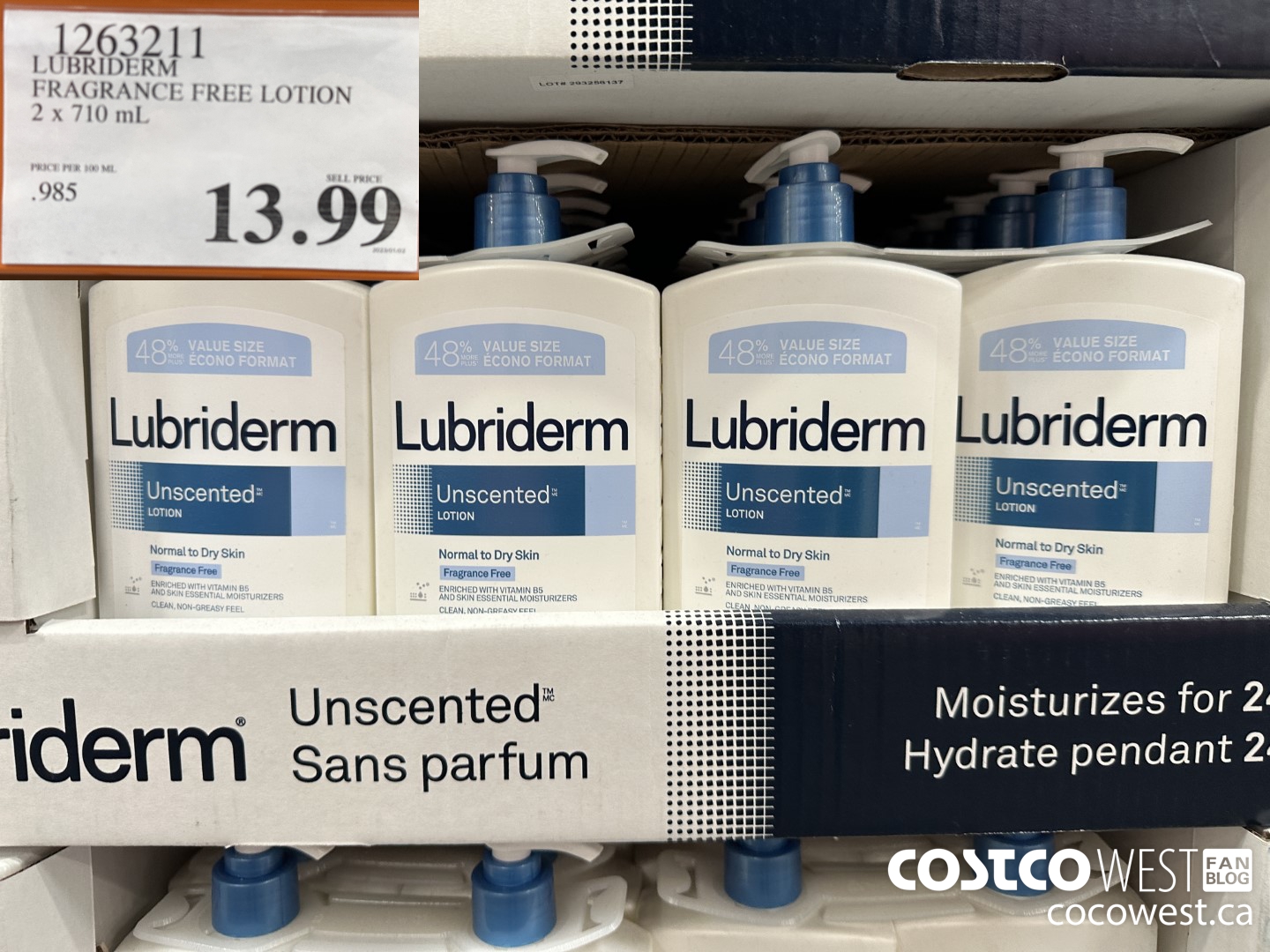 1263211 LUBRIDERM FRAGRANCE FREE LOTION 2 X 710ML $13.99