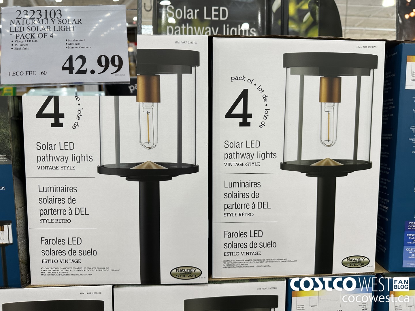 2323103 NATURALLY SOLAR LEG SOLAR LIGHT PACK OF 4 $42.99