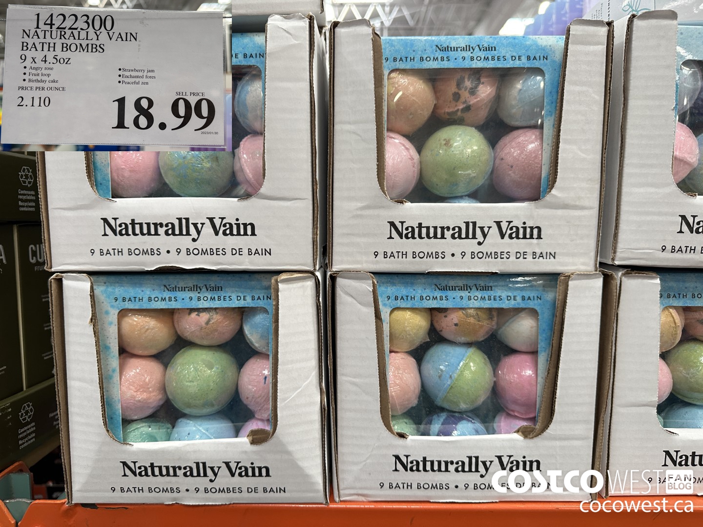 1422300 NATURALLY VAIN BATH BOMBS 9 x 4.5oz $18.99