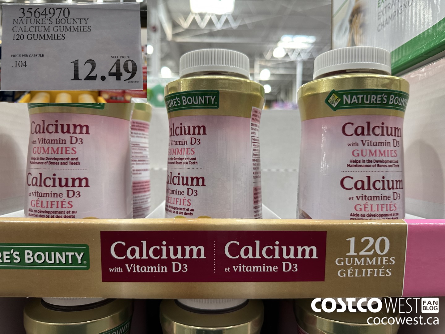 3564970 NATURE'S BOUNTY CALCIUM GUMMIES 120 GUMMIES $12.49