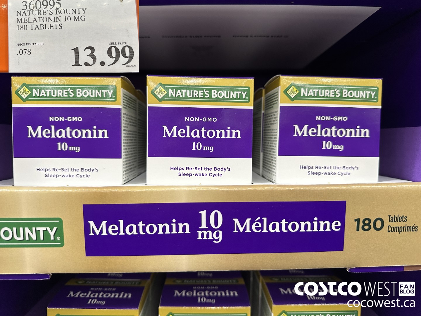 360995 NATURE'S BOUNTY MELATONIN 10 MG 180 TABLETS $13.99