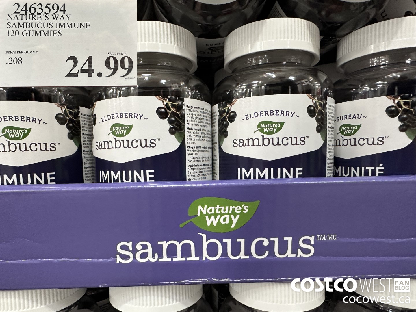 2463594 NATURE'S WAY SAMBUCUS IMMUNE 120 GUNNIES $24.99