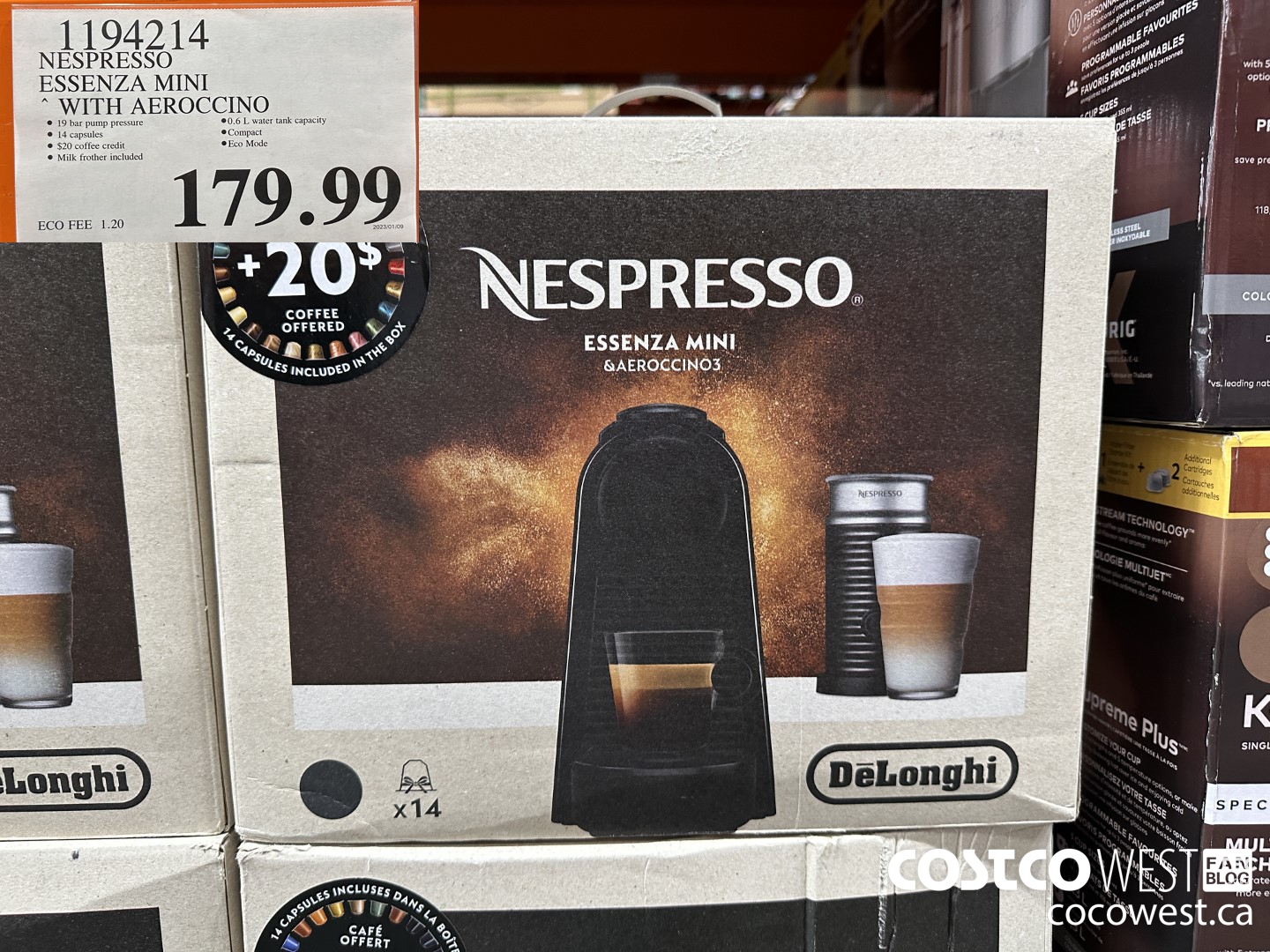 1194214 NESPRESSO ESSENZA MINI WITH AEROCCINO $179.99