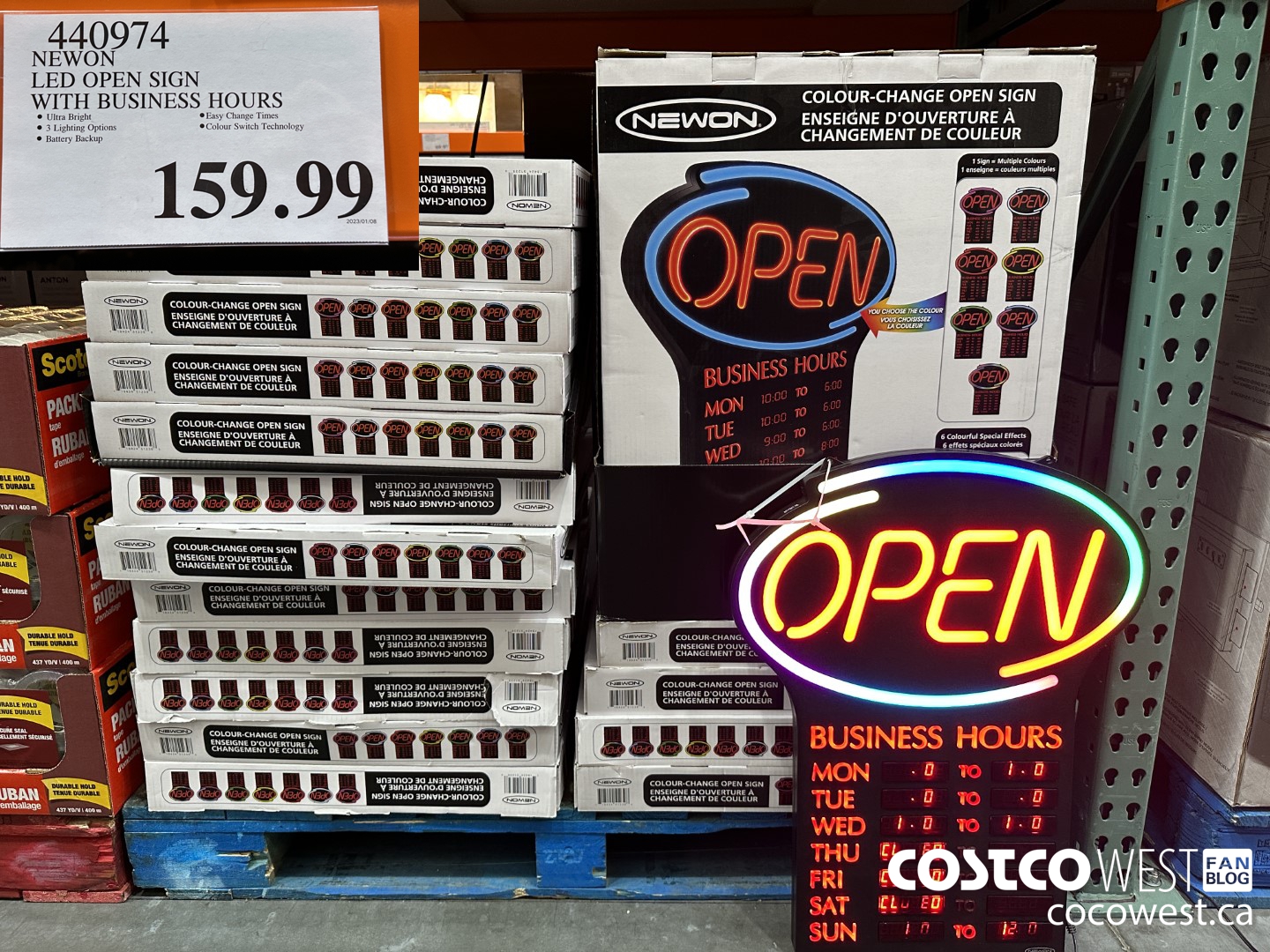 440974 NEWON LED OPEN SIGN with business hours $159.99