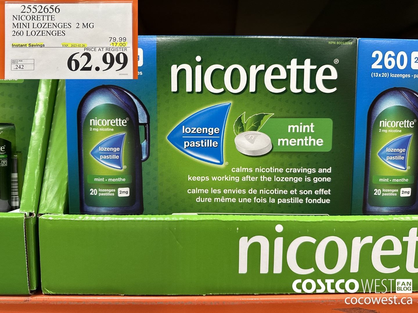 2552656 NICORETTE MINI LOZENGES 2 MG 260 LOZENGES ($17.00 INSTANT SAVINGS EXPIRES ON 2023-02-26) $62.99